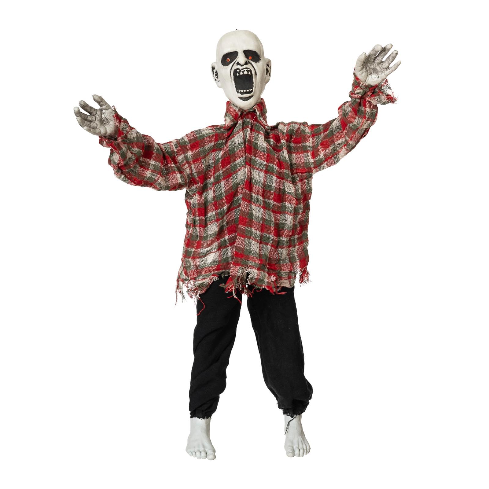 My Other Me - Muñeco Zombi Siniestro rojo con movimiento de 70 x 15 x 75 cm con pilas 3*AA incluidas. Un detalle aterrador que transformará cualquier rincón en una decoración espeluznante