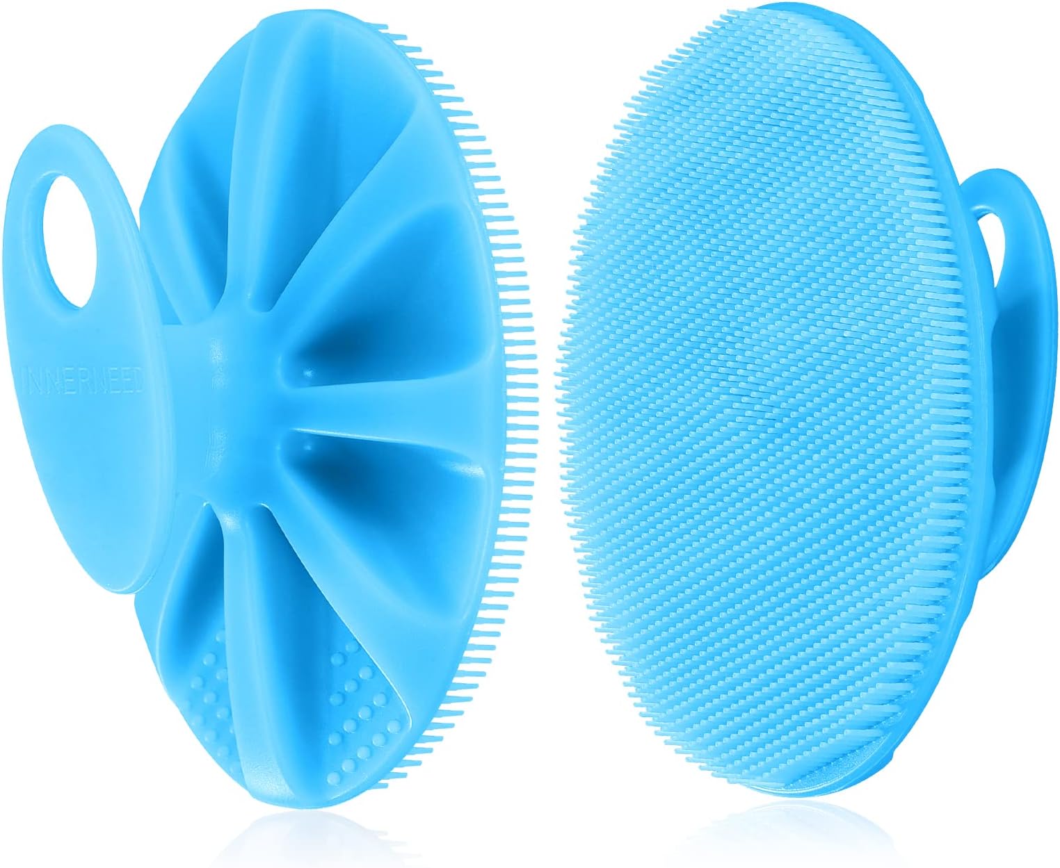 INNERNEED Food-Grade Soft Silicone Body Cleansing Brush Shower Scrubber, Gentle Exfoliating and Massage for All Kinds of Skin (Blue)