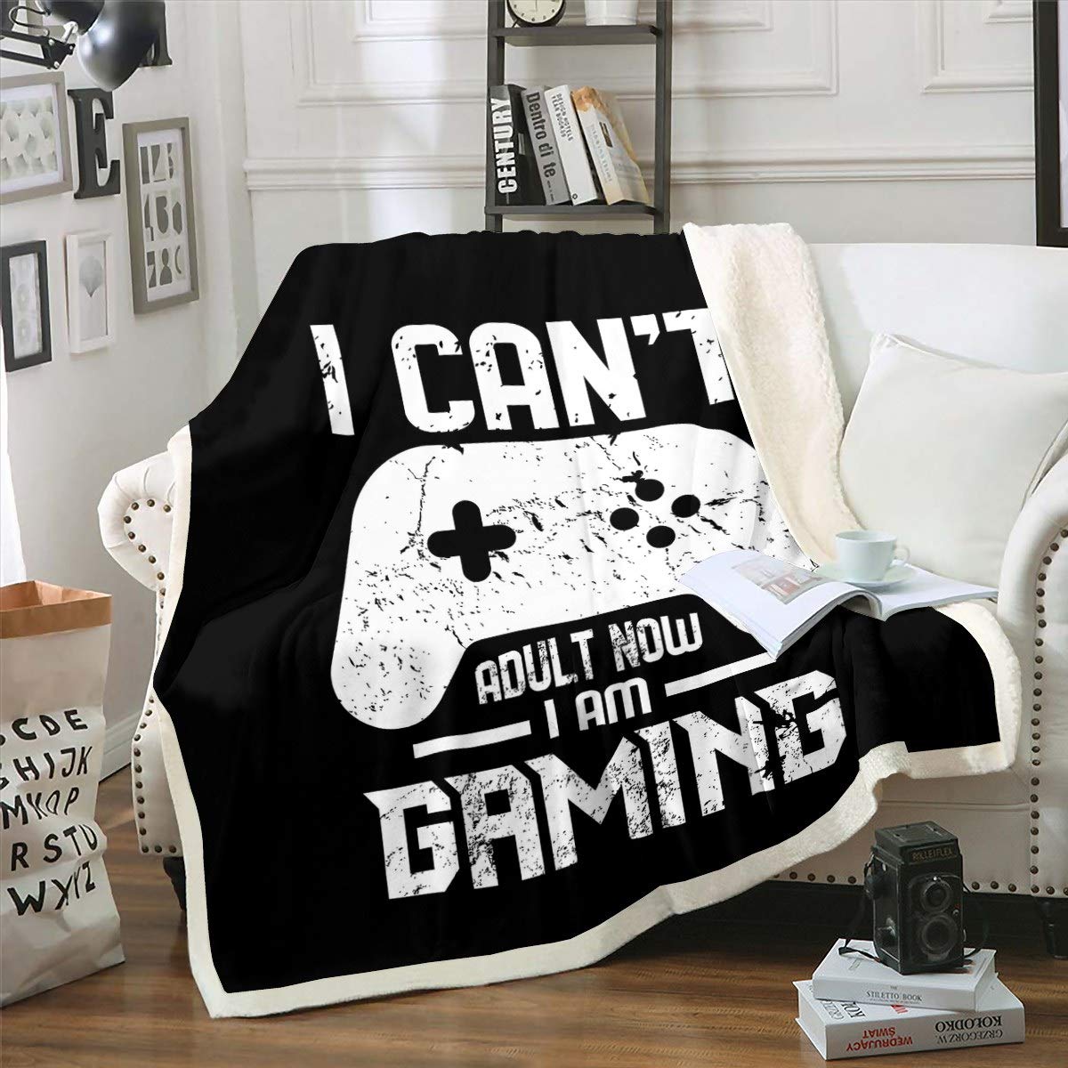 Homemissing Boys Multi 5 Gamepad Gamer Gaming Fleece Throw Blanket For Kids Girls White Joystick Modern Game Controller For Sofa Bed,Single 50X60 Inch