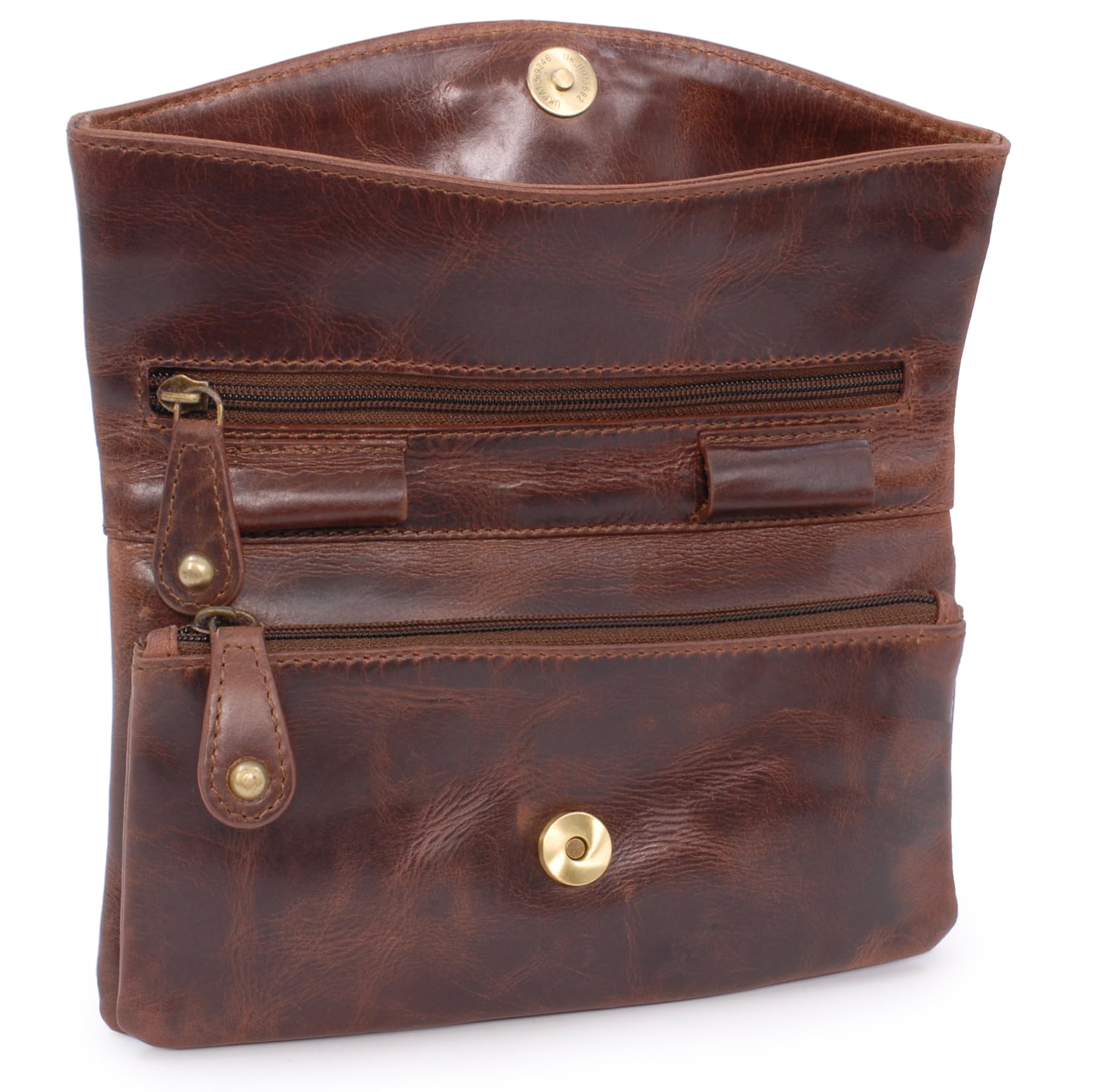 Catwalk Collection Handbags - Damen Leder Umhängetasche - Crossbody Bag Klein - Abendtasche - Clutch mit Abnehmbarer Schultergurt - Hannah