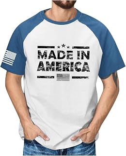 Comfortable Independence Day Tee Man Short Sleeved Tshirts Raglan Baggy Business Fun Ruched Polyester Letter O-Neck Tee Mens