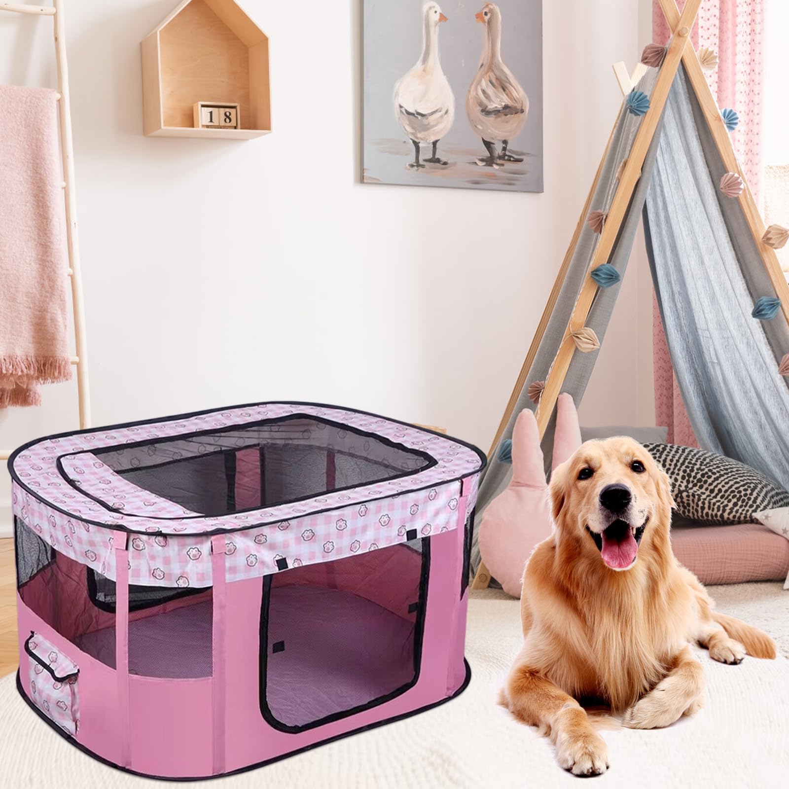 EUBSWA Recinto per cuccioli, 110x85x58cm Recinto per animali domestici per cani, gatti, conigli e piccoli animali per interni ed esterni