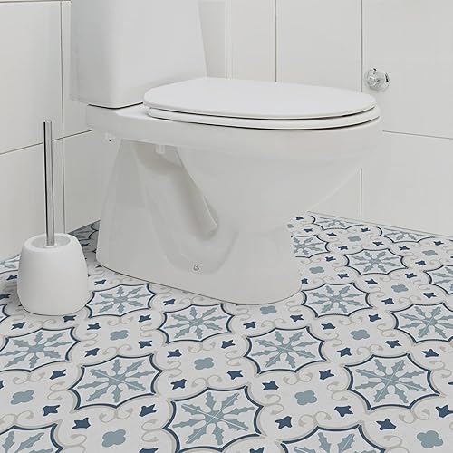 Miniatura 2 de 12 calcomanías de vinilo esmerilado para transferencia de salpicaduras en muro, adhesivo autoadhesivo para suelo de cocina y baño, azul español, 8 x