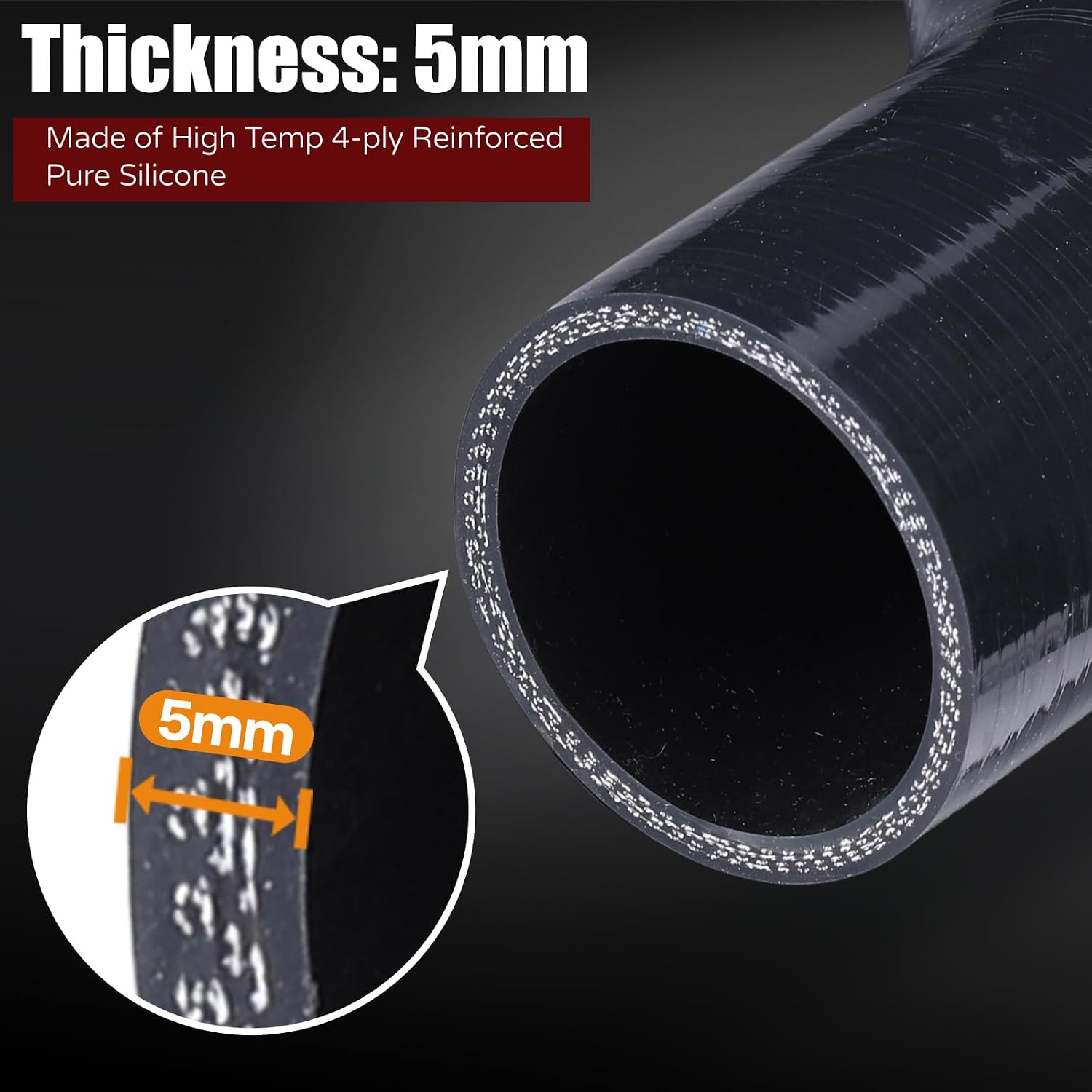 ID 1.75" to 1.5" High-Temp Silicone Reducer Coupler Hose with T-Bolt Clamps,3"(76mm) length,Thickness 5mm, 4-Ply Reinforced Automotive Silicone Hose Turbo Intake Coupler Intercooler Pipe