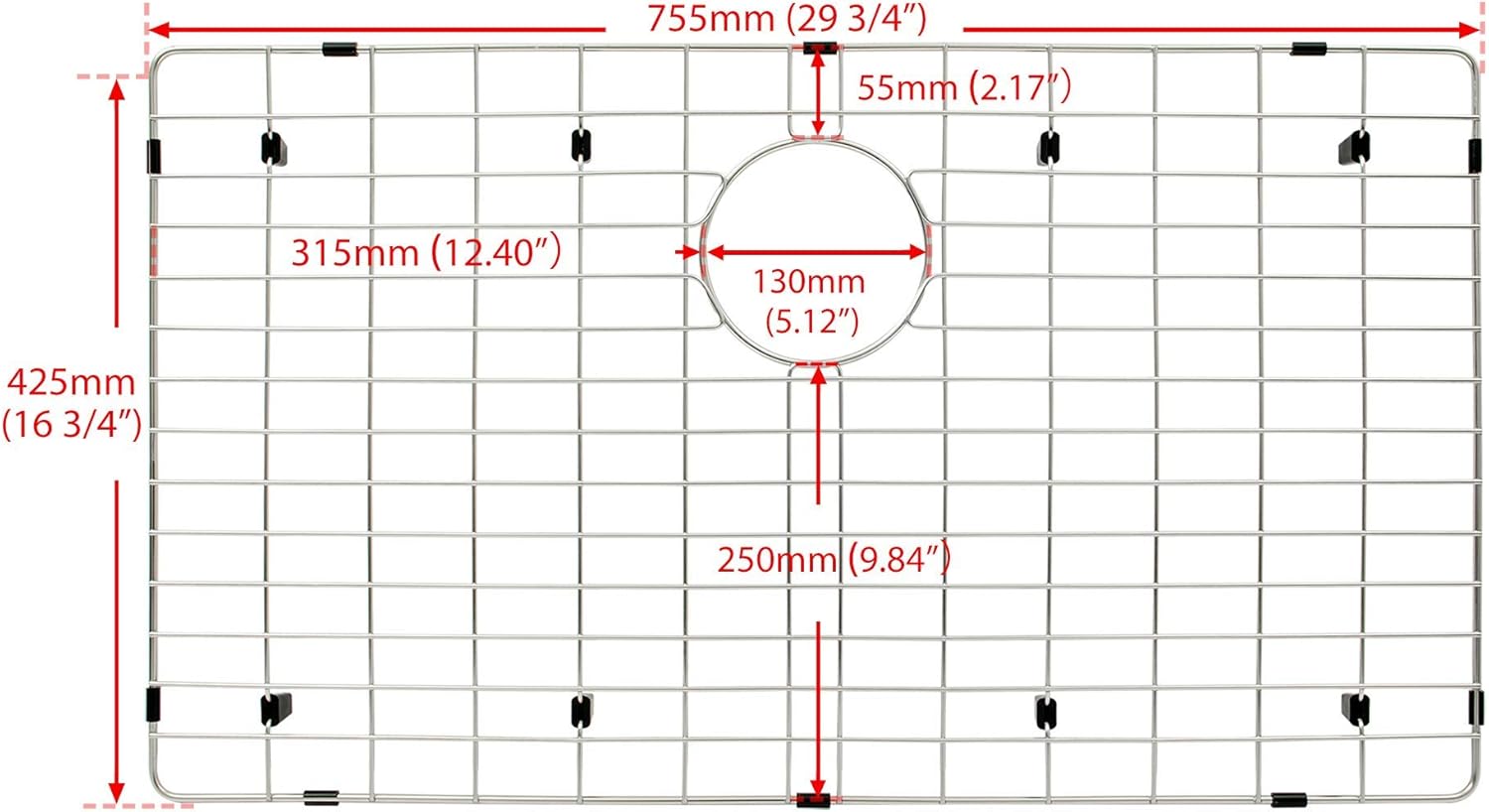 Gеt Sресіаl Prісе Sink Protectors for Kitchen Sink,Kitchen Sink Grid Size 29 3/4 X 16 3/4,Stainless Steel Sink Grid,Sink Bottom Grid for Single Sink Bowl,Sink Grate with Rear Drain Hole