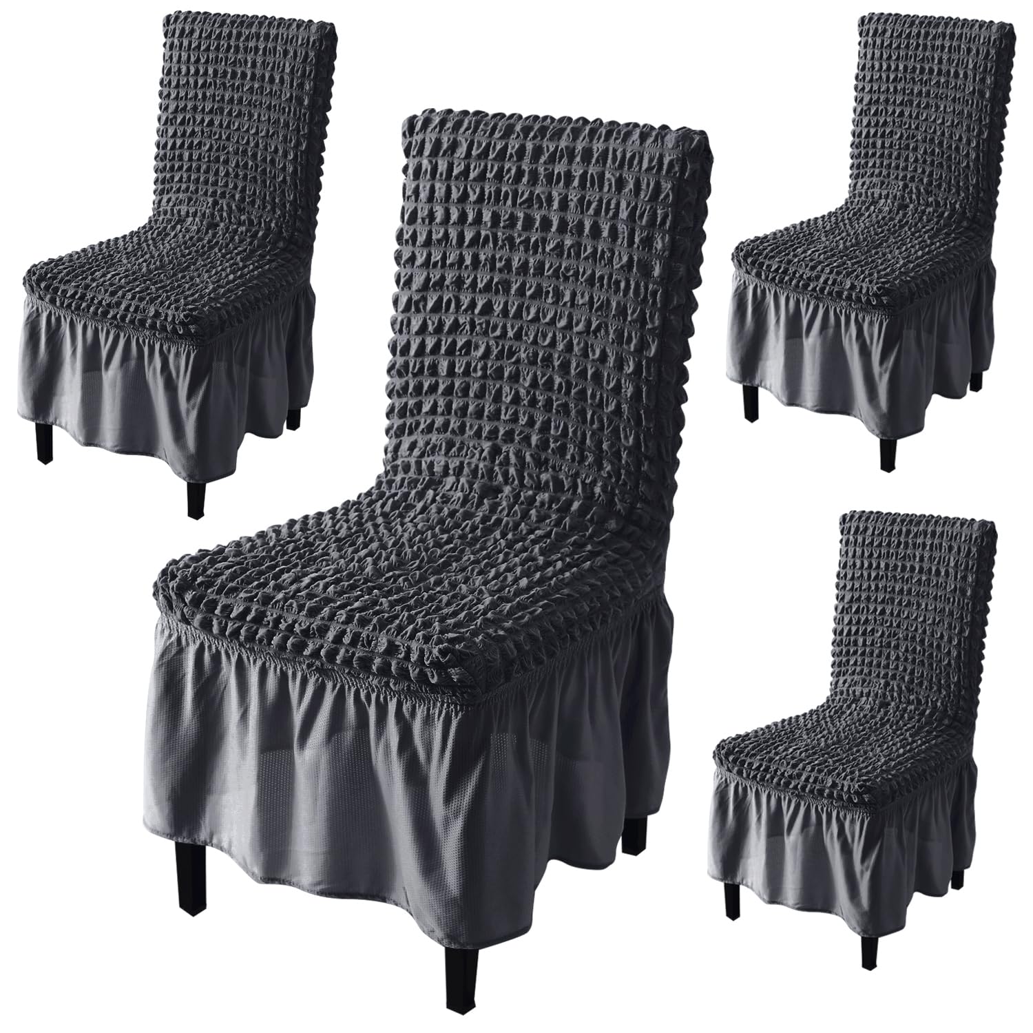 HOKIPO Polyester Turkish Bubble Frill Chair Cover Set of 4, Chocolate Brown (AR-5258-CBR*4) (B0DCK87HZB) Amazon Price History, Amazon Price Tracker