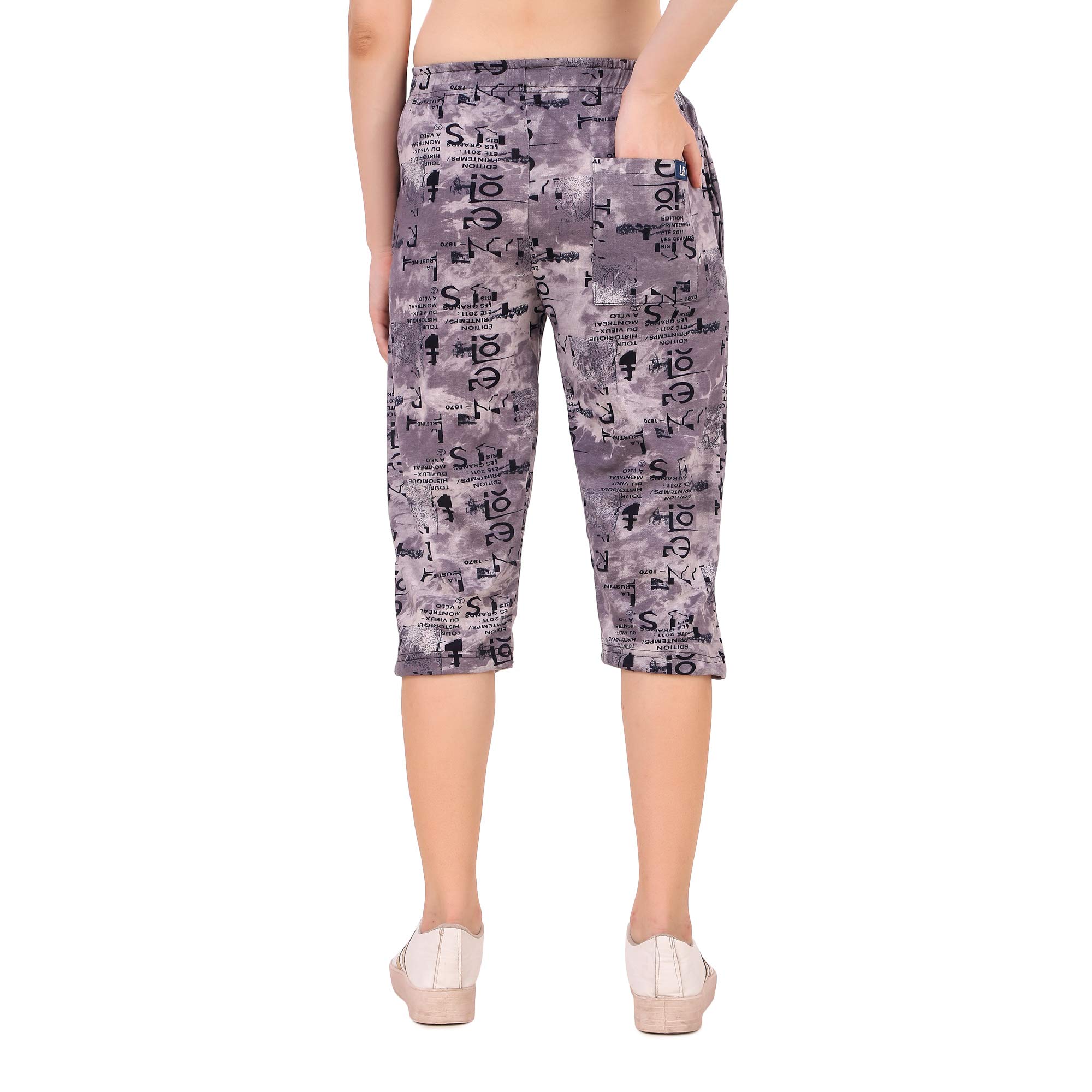 UZARUS Women's Cotton Three Fourth Capri Shorts with Two Zippered Pockets Purple 3
