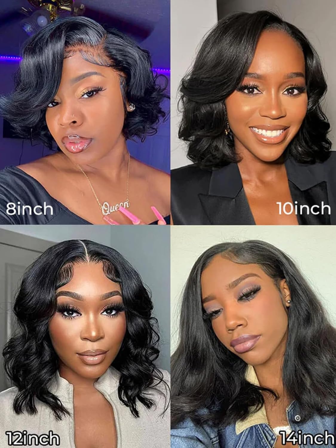 Body Wave Glueless Bob Wigs Human Hair Pre Plucked, Wear and Go Blow Out 7x5 Pre Cut HD Lace Bob wig,Pre Bleached Knots Natural Hairline for Black Women 200% Density 10 Inch
