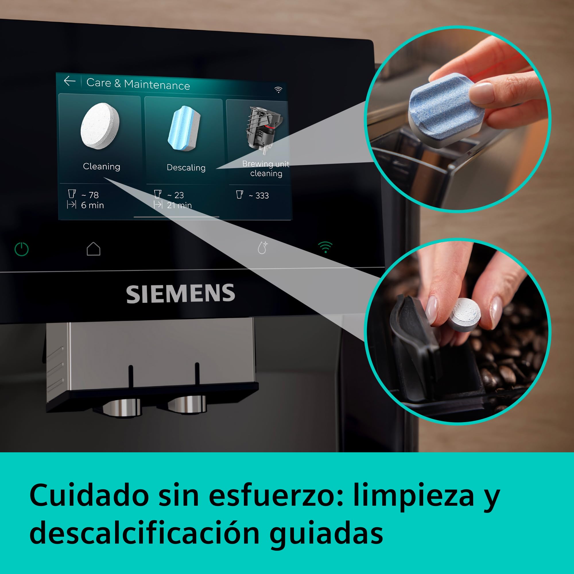 SIEMENS, Cafetera Superautomática, EQ700 iAroma, pantalla táctil, Cold Brew y Slow Brew, App Home Connect, morning haze, TP725E01