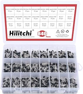 Hilitchi 840-Pc NPN PNP Power Transistor Kit: 24 Values 2N2222 BC327 BC558 S9018 Assortment for Electronics DIY