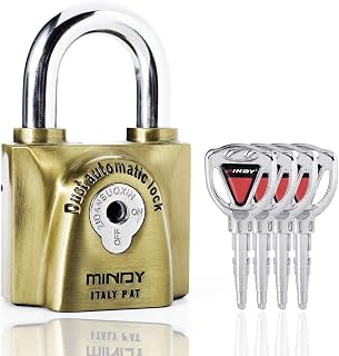 Mindy 60mm Heavy Duty Lock Warehouse Waterproof Keyed Padlock Top Security Lock with 4pcs Keys, Metalic finish, Brass Price In India