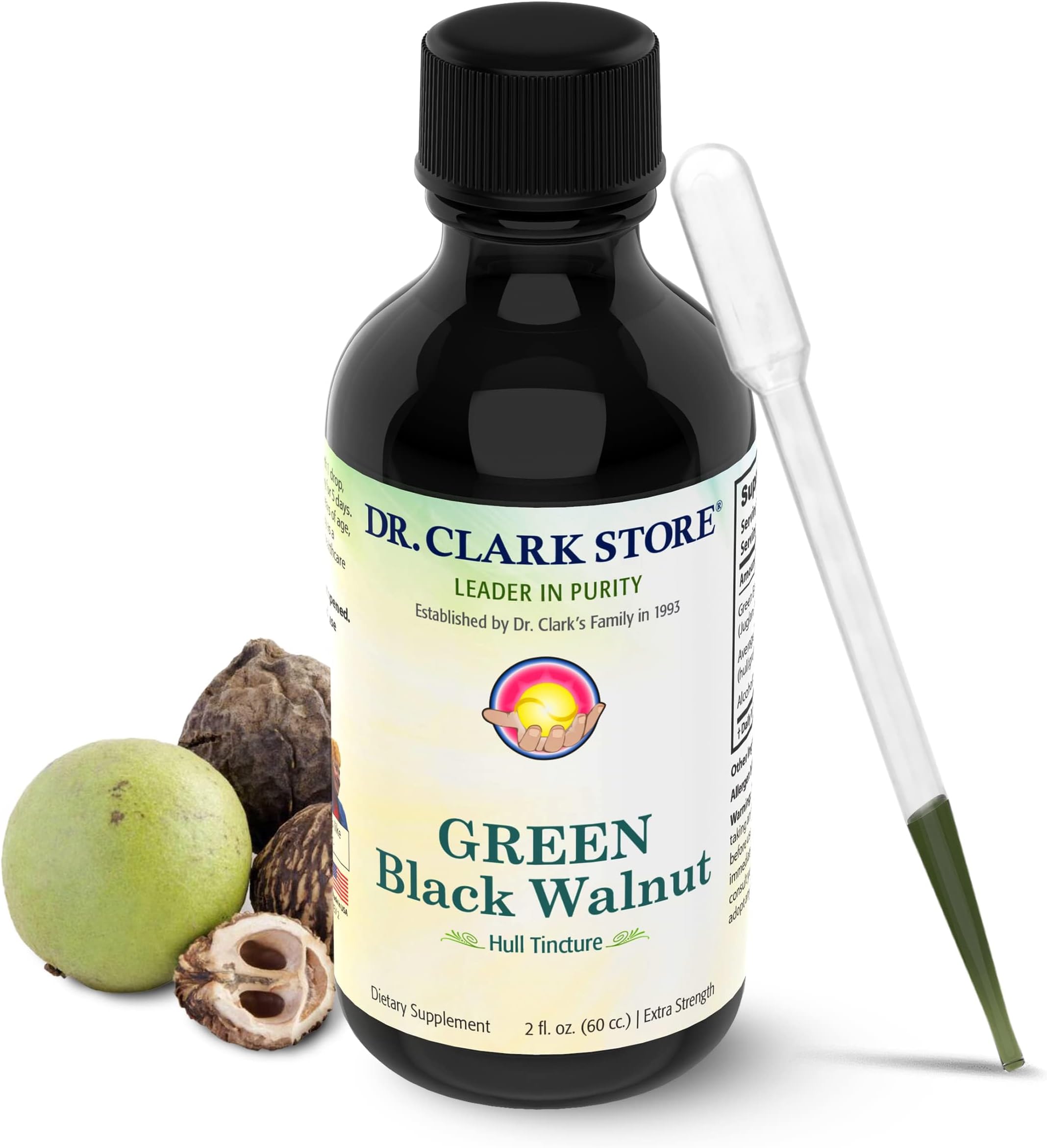 Original GREEN Black Walnut Hull Tincture (Extra Strength) by Dr. Hulda Clark, 2 oz