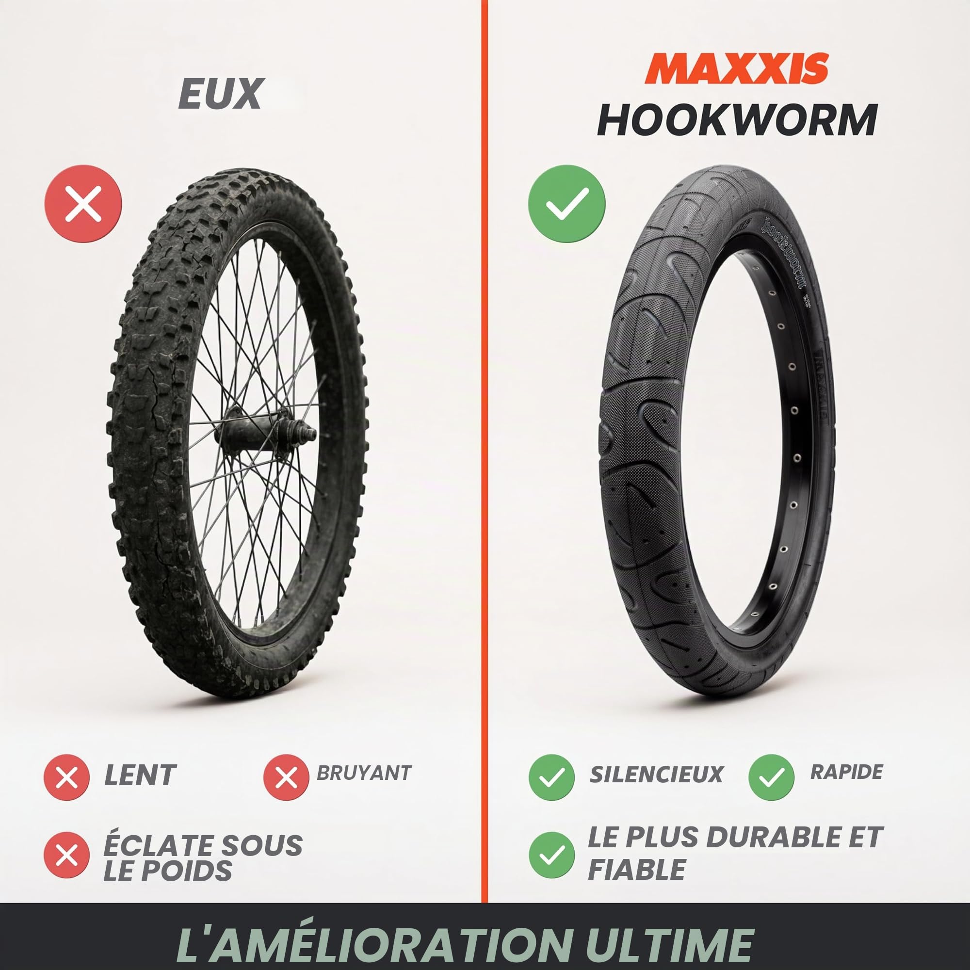 MAXXIS Hookworm Pneus Vélo ultra-résistants pour BMX, Cruiser, Trail et Vélo 20", 24", 27,5", 29"