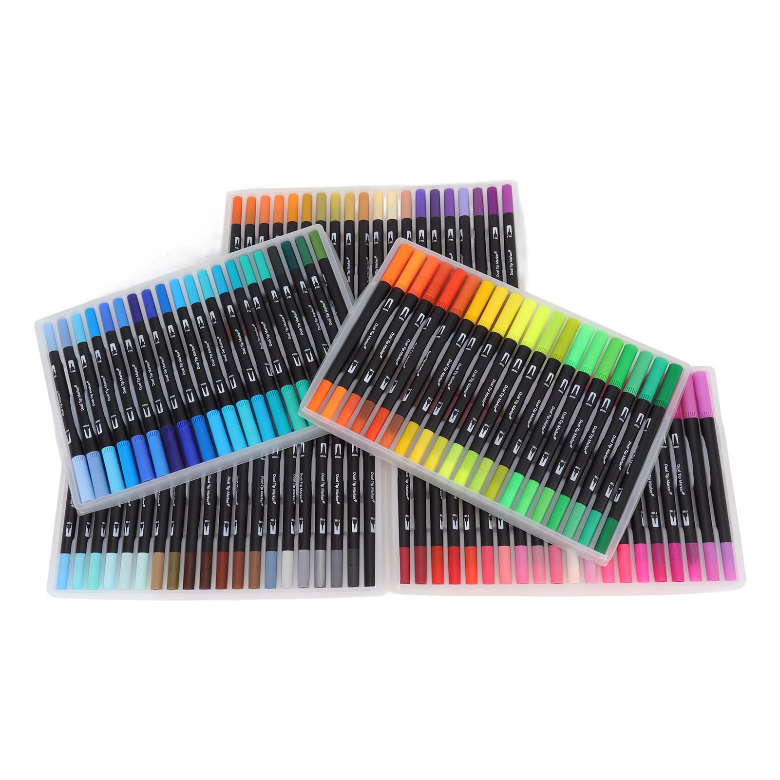 Set di pennarelli a doppia punta, 100 colori di pennarelli da colorare lavabili con punta a pennello e punta fine, pennarelli ad acquerello per studenti e artisti,