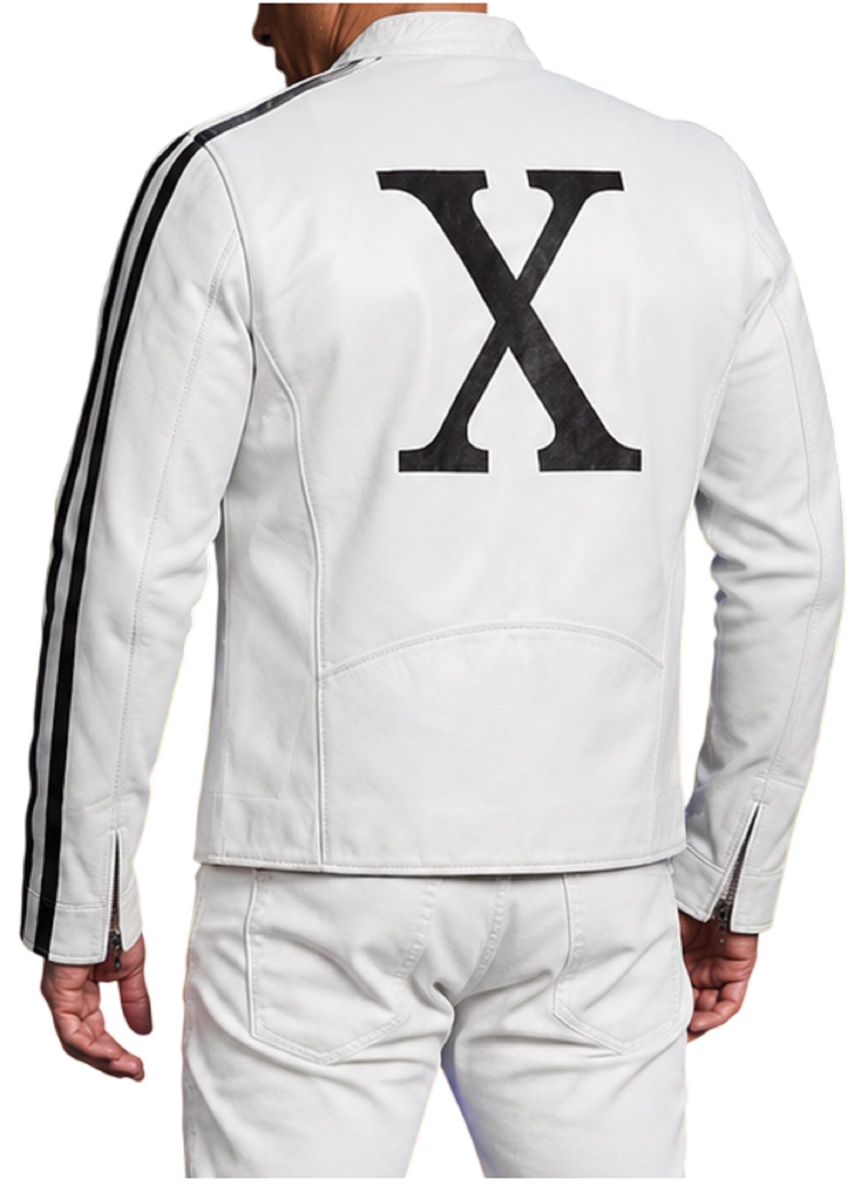 Giacca da uomo in pelle bianca Café Racer ispirata al film casual
