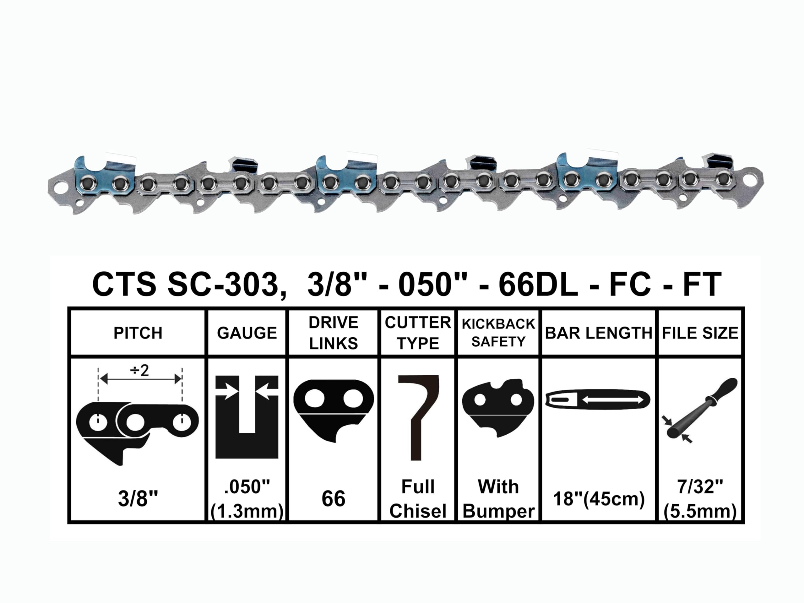 Amazon.com: Saw Chain Pitch 3/8-inch Gauge 0.050-inch Drive Links