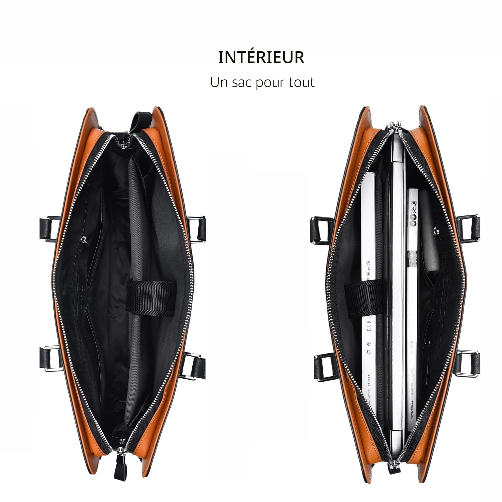 FSD.WG Sac d'affaires Pour Homme,Mallette en Cuir Imperméable,Sac d'affaires Pour Ordinateur Portable Pour Affaires, Ecole, Voyage, Détachable