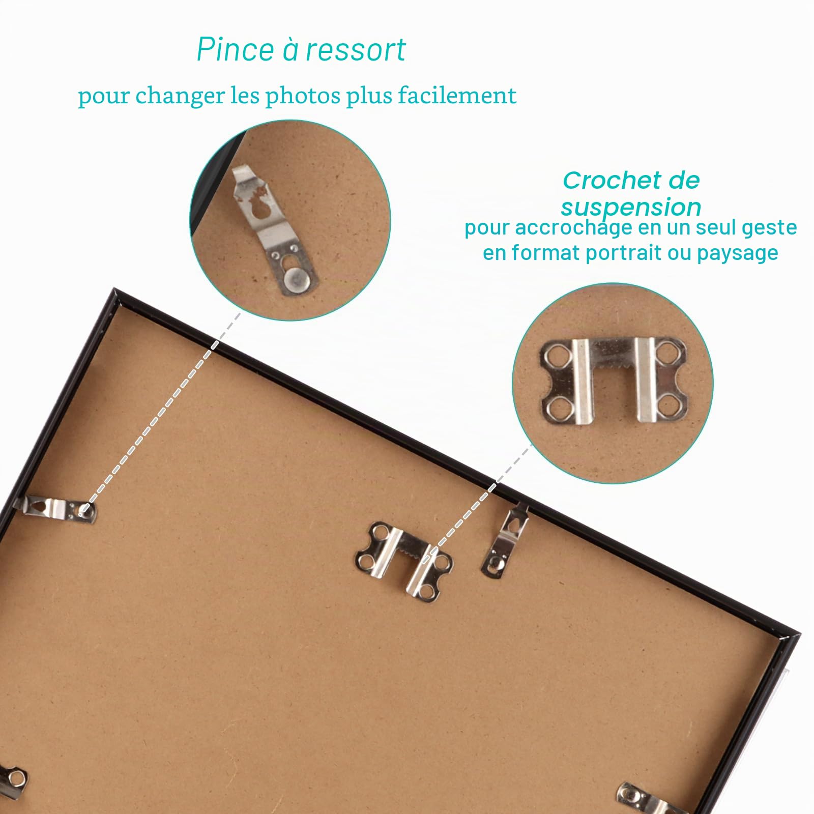 4 Pièces Cadre A3 Aluminium Noir 29,7x42 cm | Cadre Photo a3 Muraux avec Crochets sans Trace; pour Photos, Diplômes et affiches