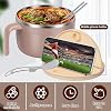 1200ml Rapid Ramen Bowl with Filterable Lid,Portable Ramen Cooker Bowls with Phone Holder and Handle,Stainless Steel Noodle Bowl with Spork Chopsticks for Dorm Office (Khaki)