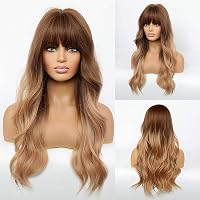 HAIRCUBE Hosszú Barna Hullámos Paróka Nőknek - Természetes Hatású Göndör Műhaj Frufruval - Hőálló Szintetikus Paróka Mindennapi és Alkalmi V 3