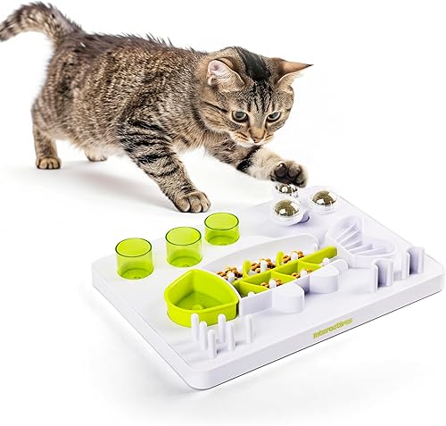 Vista 9 de ALL FOR PAWS Alimentador de Rompecabezas Interactivo para Gatos y Juguete de Alimentación Lenta – Dispensador de Golosinas con Laberinto