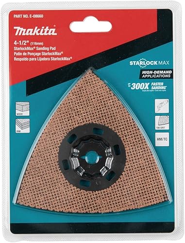 Miniatura 3 de Makita E-08660 StarlockMax Multiherramienta Oscilante 4-12" Carburo de Tungsteno 100 Grit Delta Triangle Lijado Pad