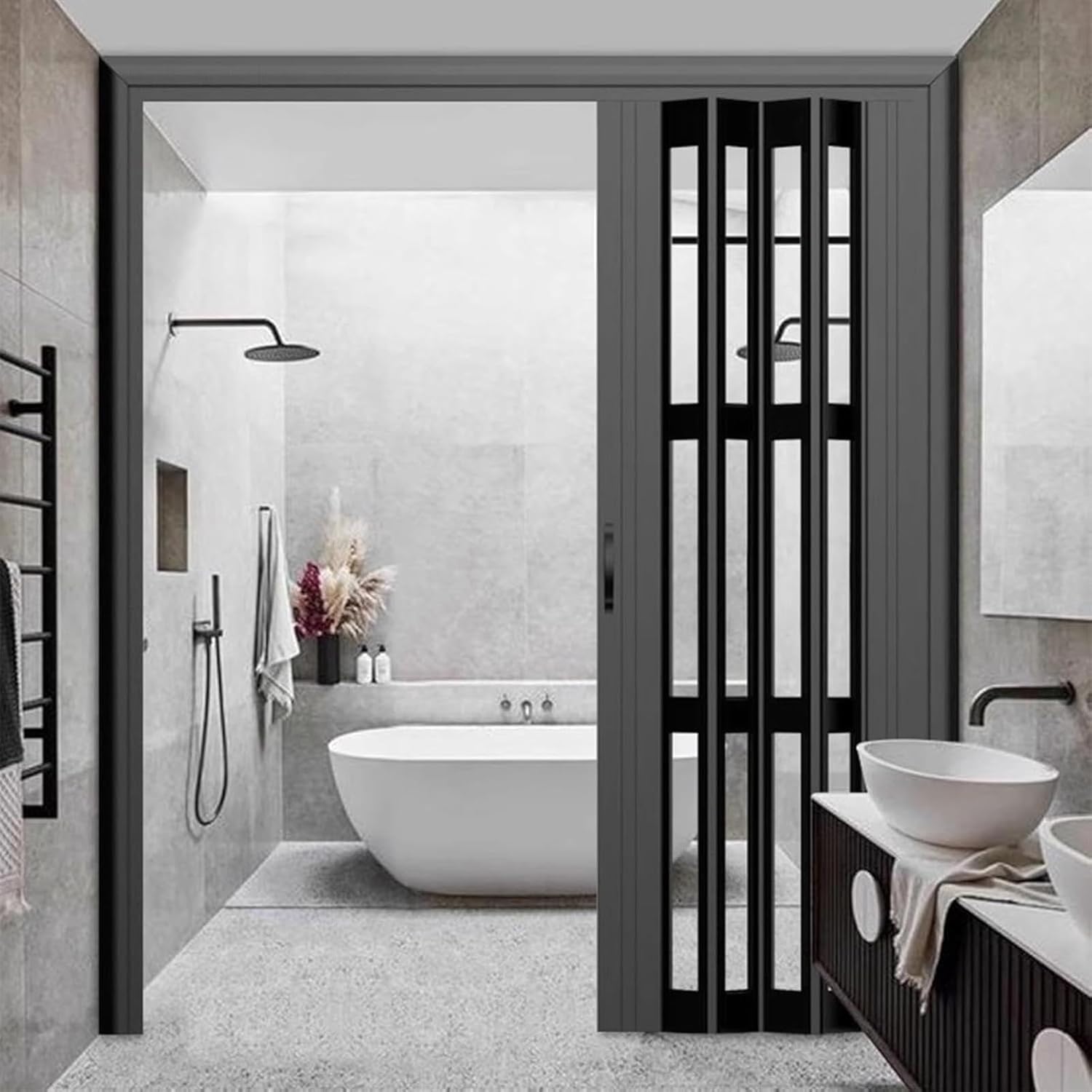 Sliding Door Accordion, Clear Acrylic Panel Space Saving Folding Door for Kitchen Bedroom Bathroom, Modern Room Divider & Pet Gate (28x40in(71x101cm))