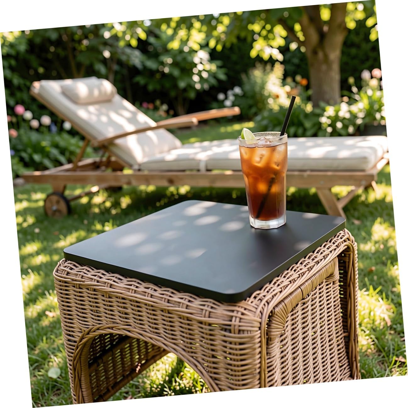 LIFKOME Square Table Top Replacement, 15.75 Inch Black Patio Surface