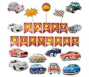 FI - FLICK IN 22 pcs Happy Birthday Racing Car Banner Cardstock Foil Balloons, Two Fast Speedy racing Decoration Theme Birthday Party Lightning Cutouts Props(Pack of 22, Multicolor) gallery image