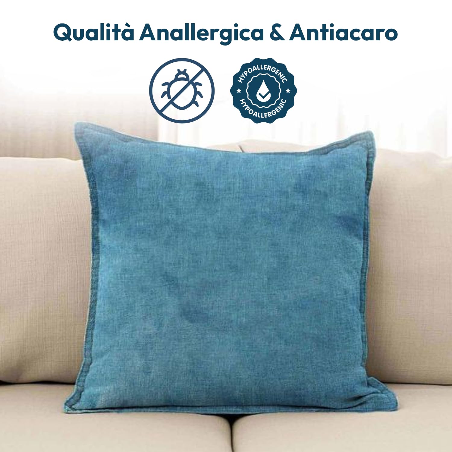 Perla Italia – Imbottitura Cuscini 50x50 Set 4 Pezzi – Interni Morbidi e Voluminosi 100% Poliestere – Antiacaro, Traspiranti, Lavabili – Ideali per Divano, Letto e Arredo Casa