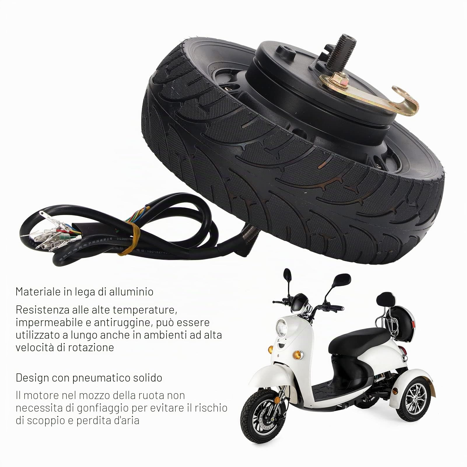 Tbest Motore del della ruota 8 pollici con freno a tamburo 36V-48V 500W a 1200W 1400 RPM Impermeabile Universale per bicicletta elettrica scooter
