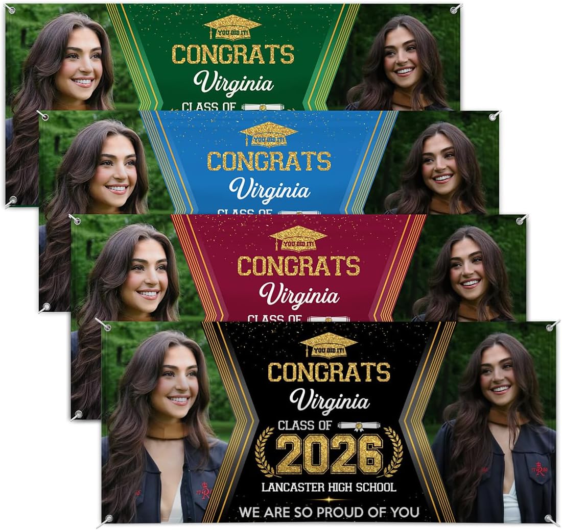 Graduation Banner Class Of 2026 Personalized, Congratulations Banners 13oz Vinyl, 3 Sizes - Outdoor Graduation Decoration 2026, High School, College Or University Grad #1