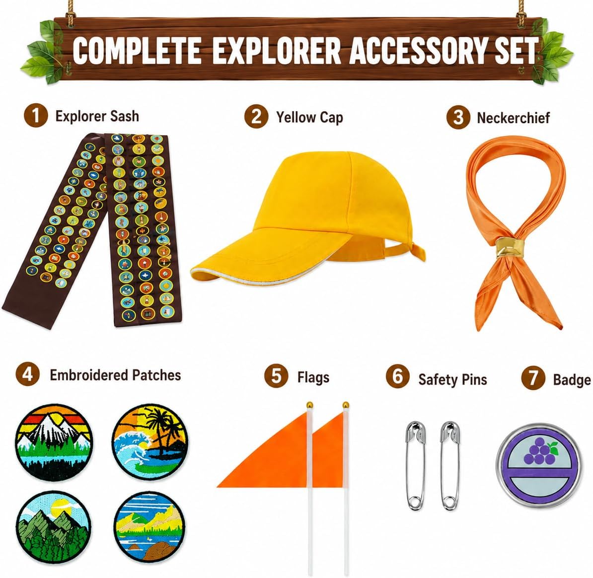 Scout Costume Set for Adults,Explorer Costume Accessories Halloween Party Explorer Cosplay Outfits