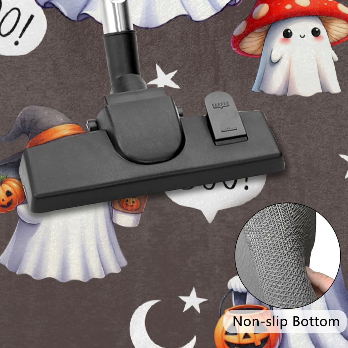 Halloween Cute Ghost Holiday Half Round Doormat Washable Semi Circle Rug Non Slip Half Moon Rug Floor Mat for Indoor Outdoor Bathroom Kitchen Fireplace Entryway Bath Holiday Decor