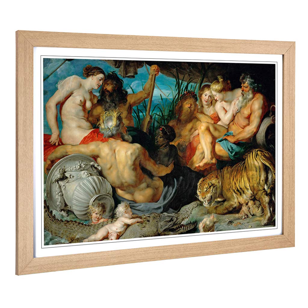 Big Box Art Framed Print of Peter Paul Rubens The Four Continents Design | Wall Art Picture | Home Decor for Kitchen, Living Room, Bedroom, Hallway, Oak, A2 / 24.5x18 Inch / 62x45cm