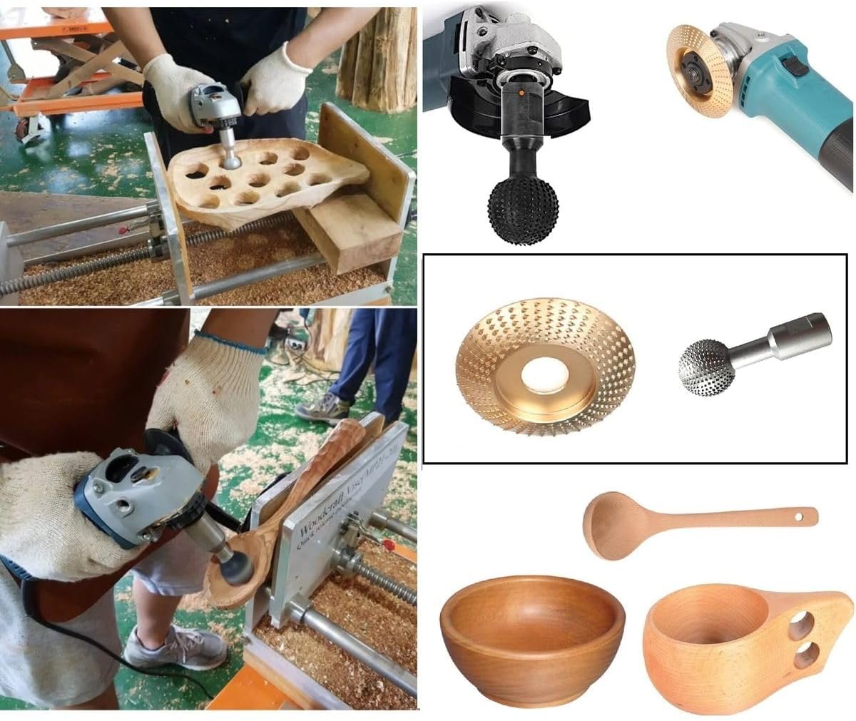 Depolife Kuksa Bardak Ahşap Kase Kaşık Oyma Ağaç Işleme Alet Seti Avuç Taşlama Uyumlu Disk Küre Törpü