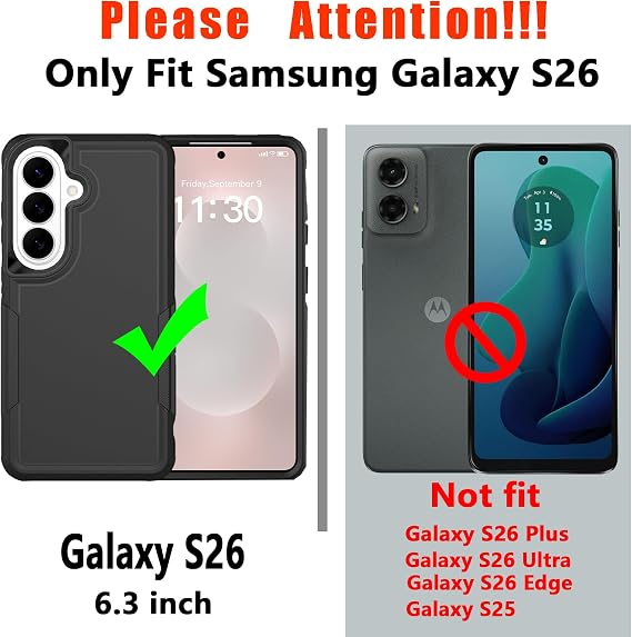 for Samsung Galaxy S26 Case,S26 Case,[Military Grade Drop Tested] with HD Screen Protector,Dual Layer Protective Heavy Duty Cell Phone Cover Non-Slip Shockproof Rugged Case for Galaxy S26 (Dark Green)
