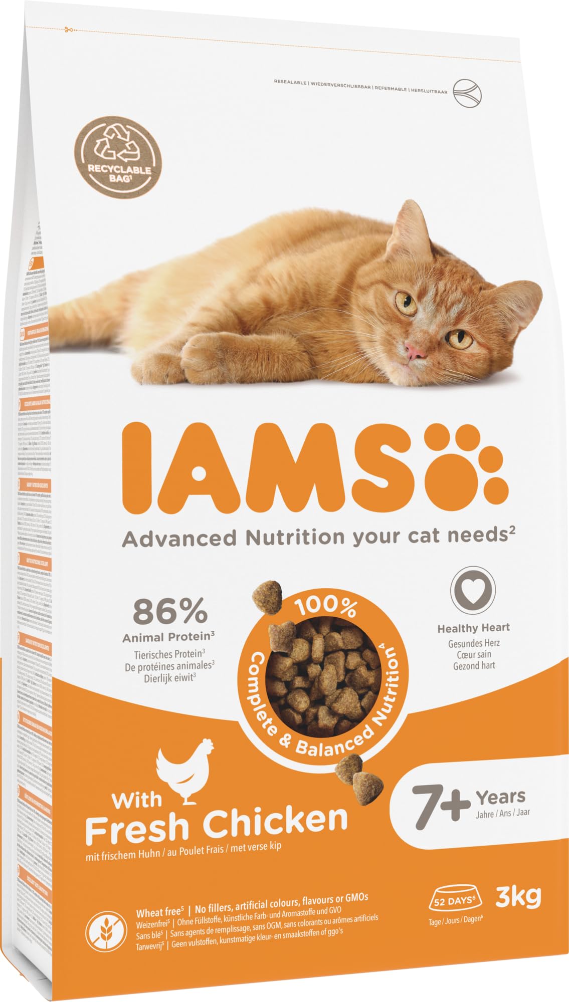 IAMS Senior Katzenfutter trocken - Trockenfutter für ältere Katzen ab 7 Jahren mit frischem Huhn, 3 kg – Ansicht 8