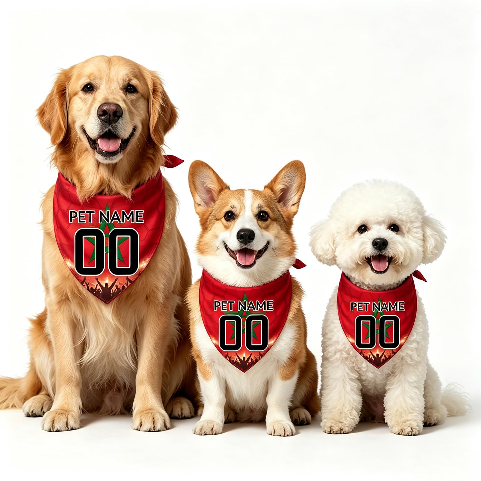 Personalised Dog Bandana with Name Number, Custom Dogs Bandana Football Dog Bandanas for Large Medium Small Dogs Puppy Cat Pet Scarf Birthday Present