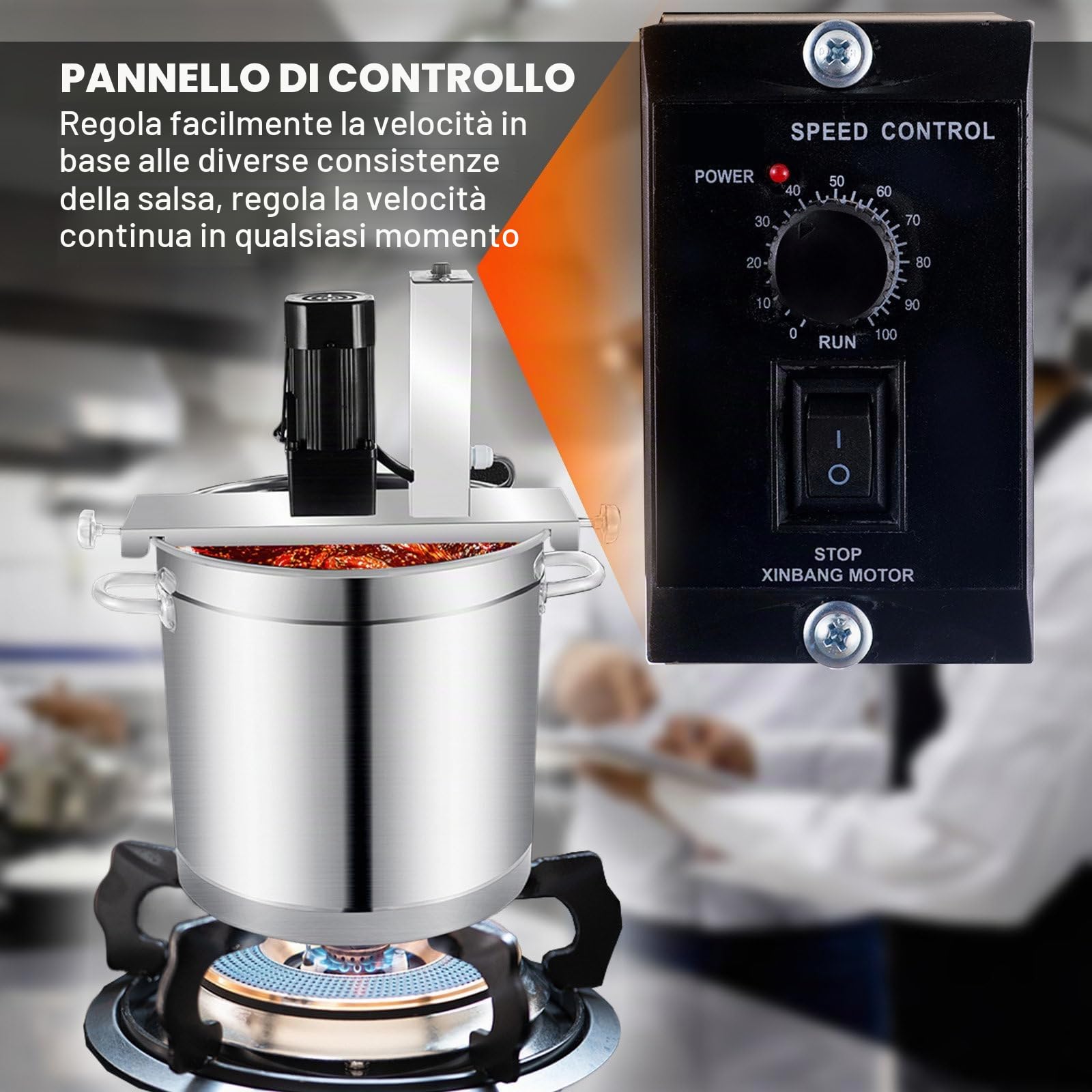 Mescolatore Elettrico Professionale per Marmellate - Macchina Automatica ad Alta capacità (20L/25L/40L/60L) per Salse e Confetture, velocità Regolabile con Raschiatura Fondo,40L