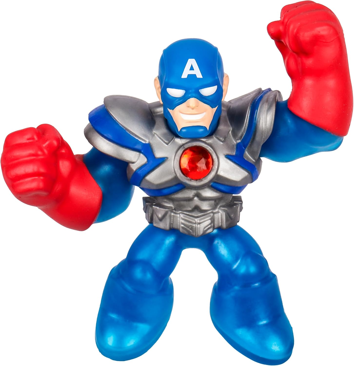 Heroes of Goo Jit Zu Marvel Infinity Armor Captain America, Stretchy Action Figure, Super Stretchy with Unique Squishy Metallic Gel Filling, Collect All 3