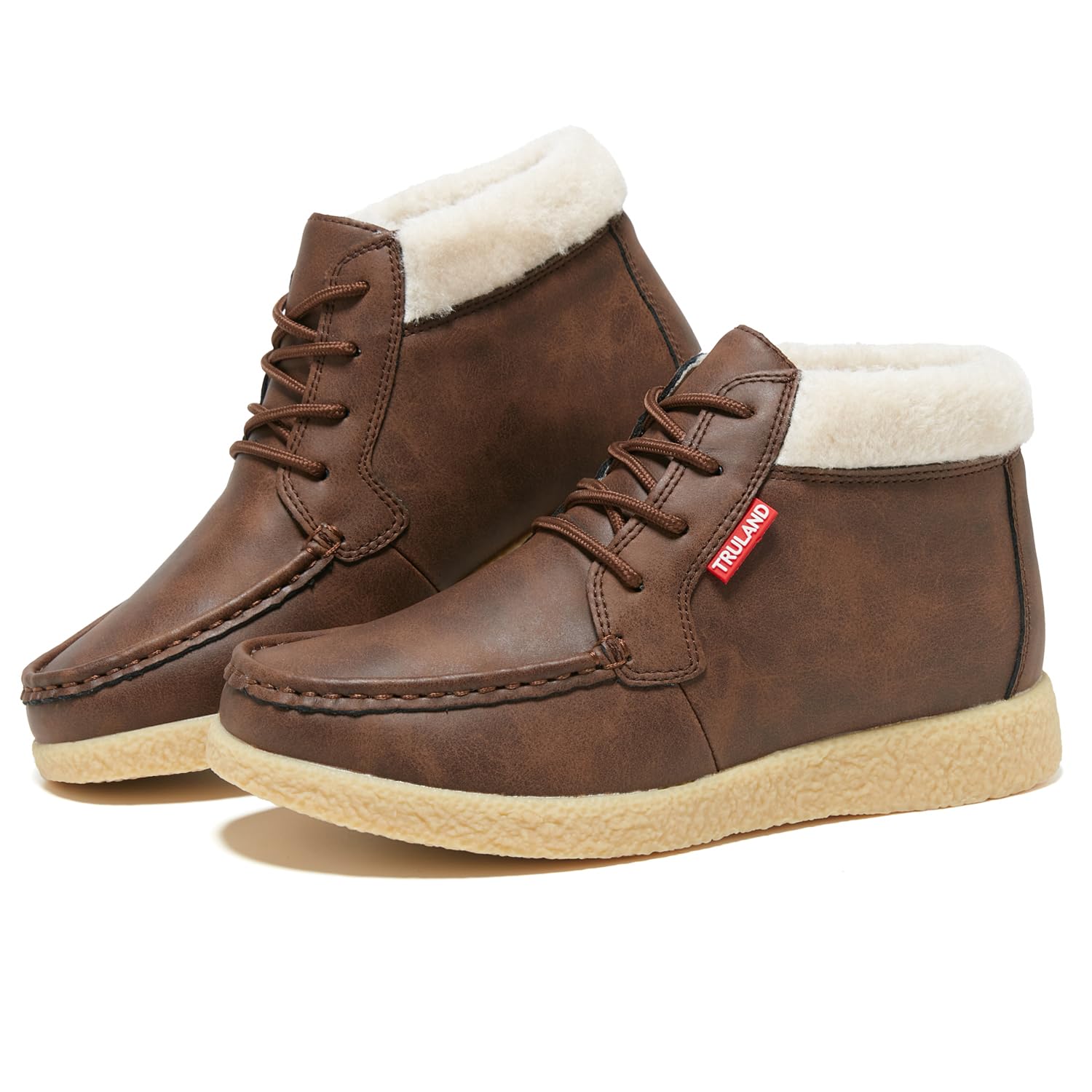 TRULAND Womens Winter Boots Suede Leather Fur Lined Water Resistant Ankle Boots