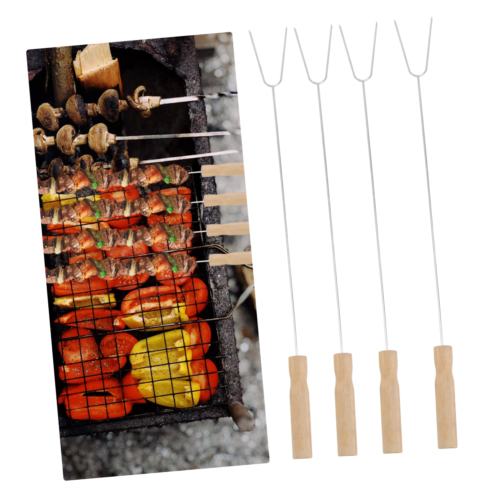 Milisten 15Pezzi Barbecue Inossidabile Legno Strumento Pratico per Arrosti e Grigliate