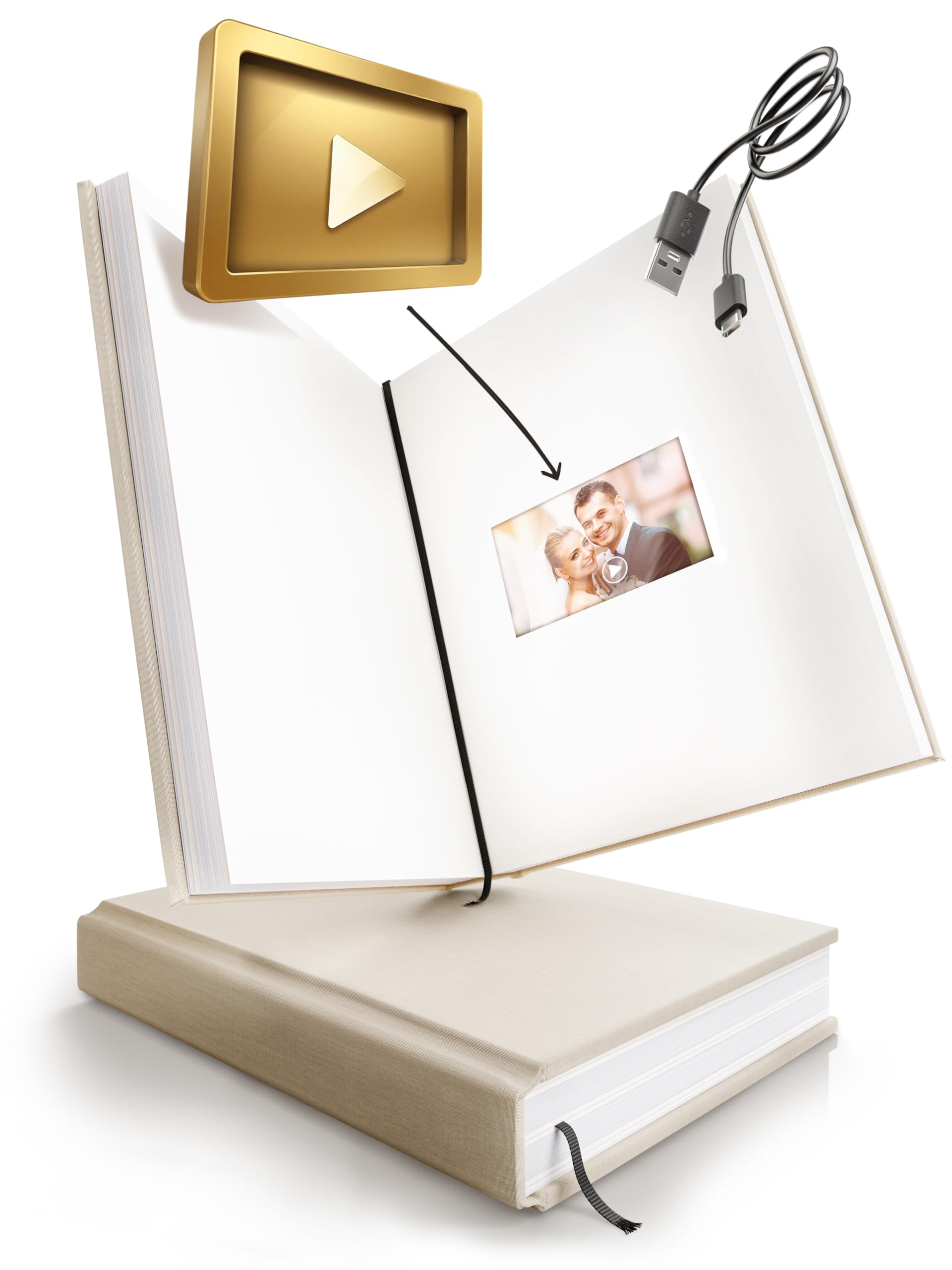 Fotoalbum zum Selbstgestalten [MIT VIDEOS & TON] Made in Germany | Scrapbook mit Displays | Großes Fotoalbum zum Einkleben | Für bis zu 200 Bilder | Hochzeit & Familien-Meilensteine