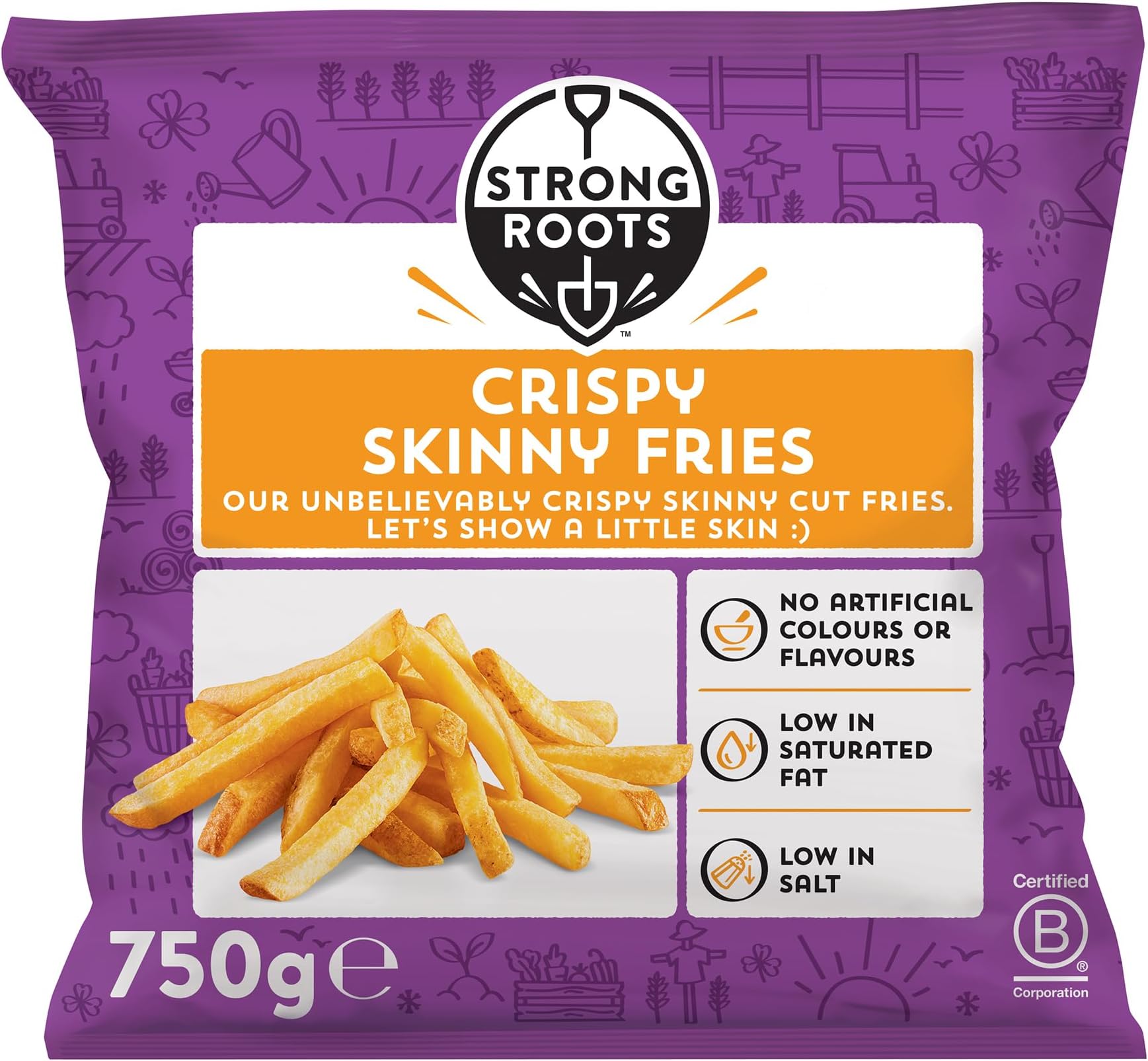 Strong Roots Crispy Skinny Fries, 750g (Frozen)