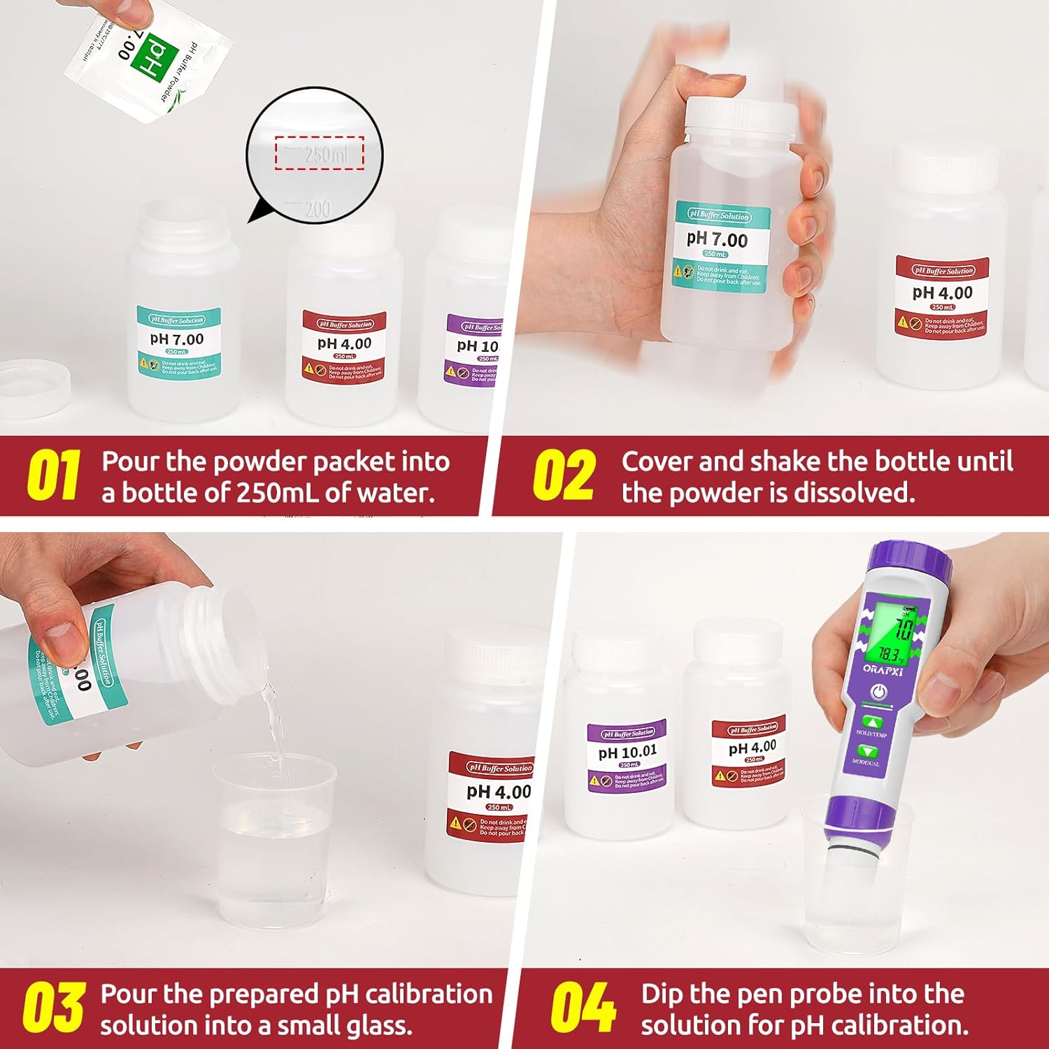 Smart Soil pH Tester Digital Soil Moisture Tester 8 in 1- pH, EC, Moisture, Fertility, Salinity, Sunlight, Humidity, Temperature and 15 Pack pH Calibration Buffer Powder