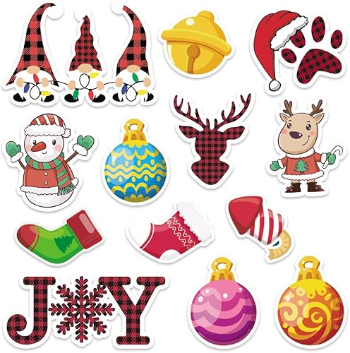 Miniatura 7 de Hying Juego de 52 tableros de anuncios de Navidad, gnomos de Papá Noel, decoración de calcetines de Navidad, recortes de vacaciones de invierno,