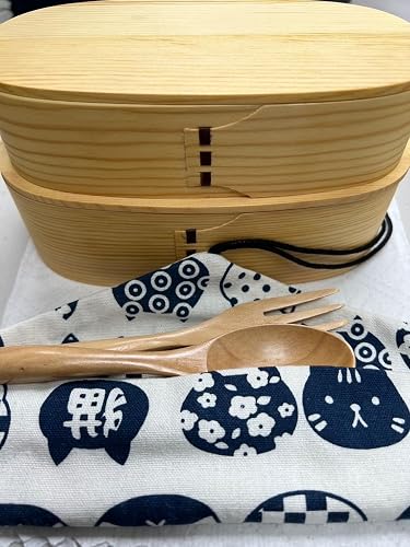 Amazon｜曲げわっぱ 弁当箱 二段式 天然杉木製弁当箱セット 手作り大