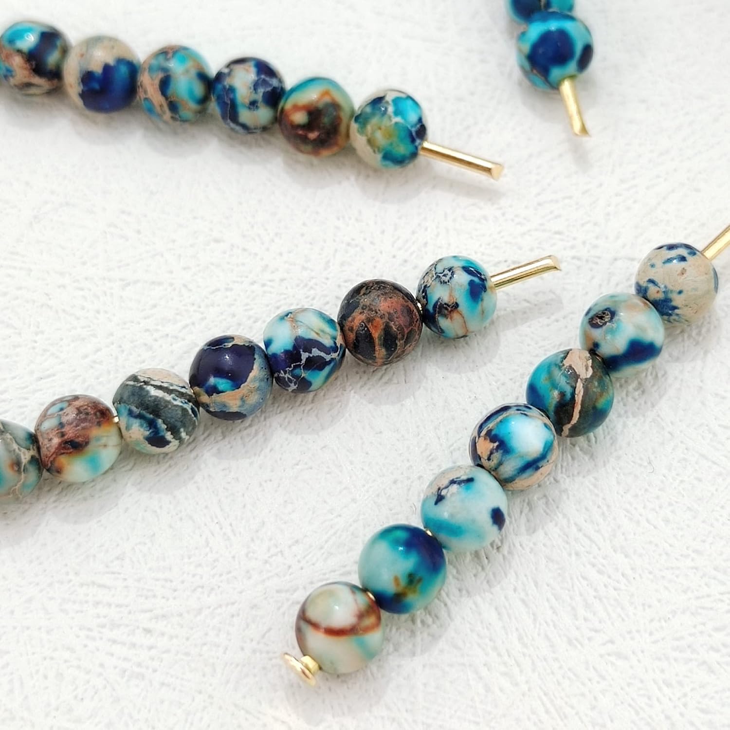4MM Colorful Round Stone Beads Natural Emperor Jasper Loose Beads for Jewelry Making Stone Round Loose Stone Beads for DIY Bracelets Necklace(ZS-1215-Blue*4MM) Blue 4MM