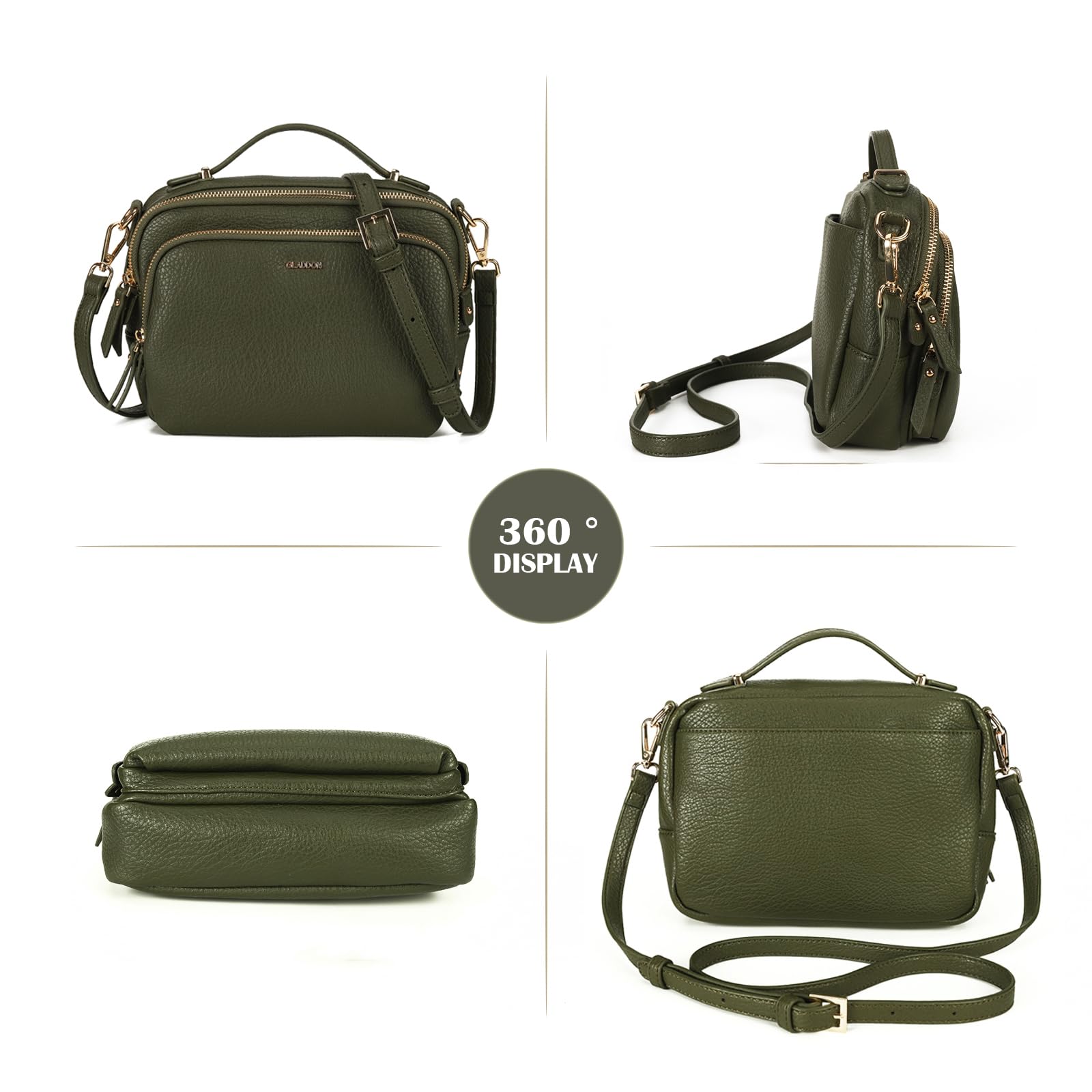 Gladdon Borse a tracolla da donna, piccole borse a tracolla con tasche multiple, pelle PU, cerniera, borsa a tracolla alla moda con tracolla regolabile e rimovibile, piccola